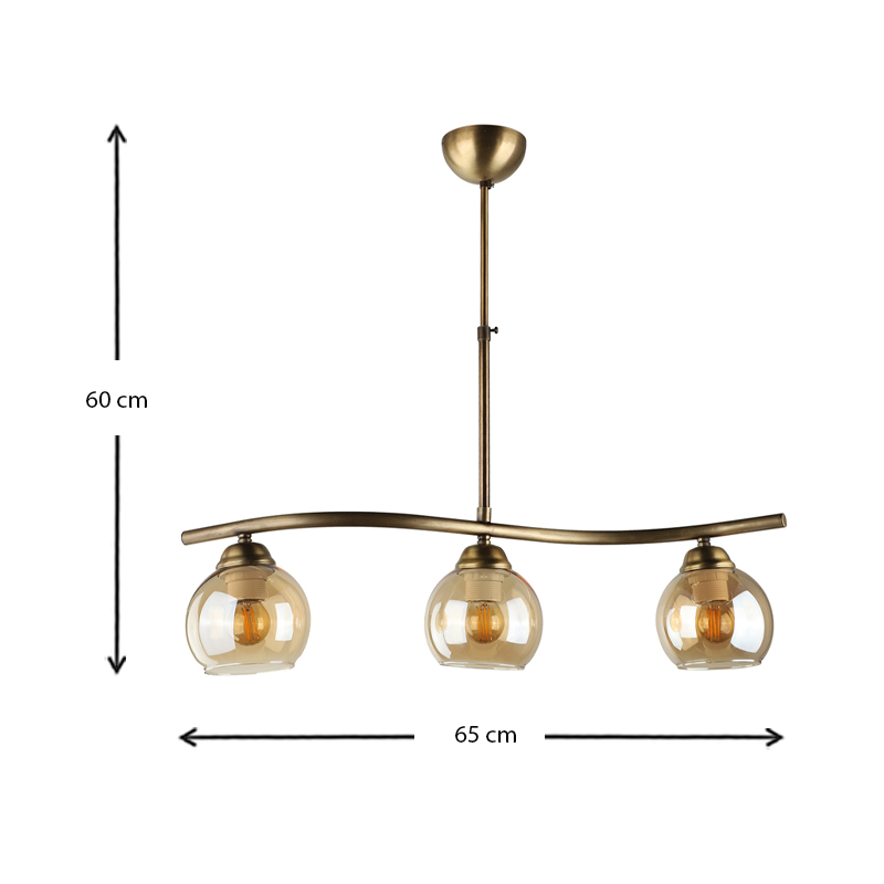 Ceiling lamp Larissa Megapap E27 metal three-light bronze color 65x13x60cm.