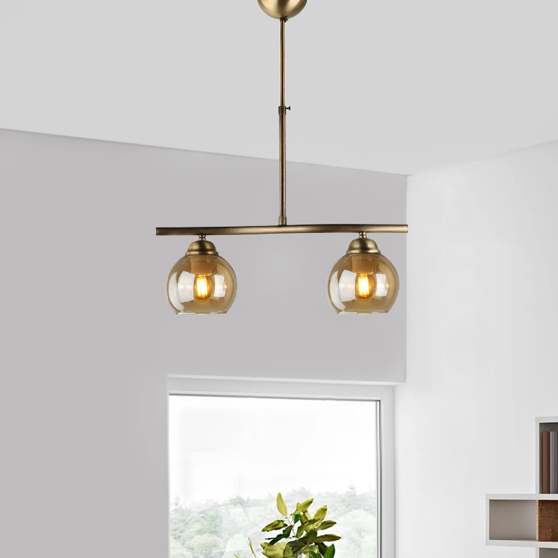 Ceiling lamp Larissa Megapap E27 metal two-light bronze color 65x13x60cm.
