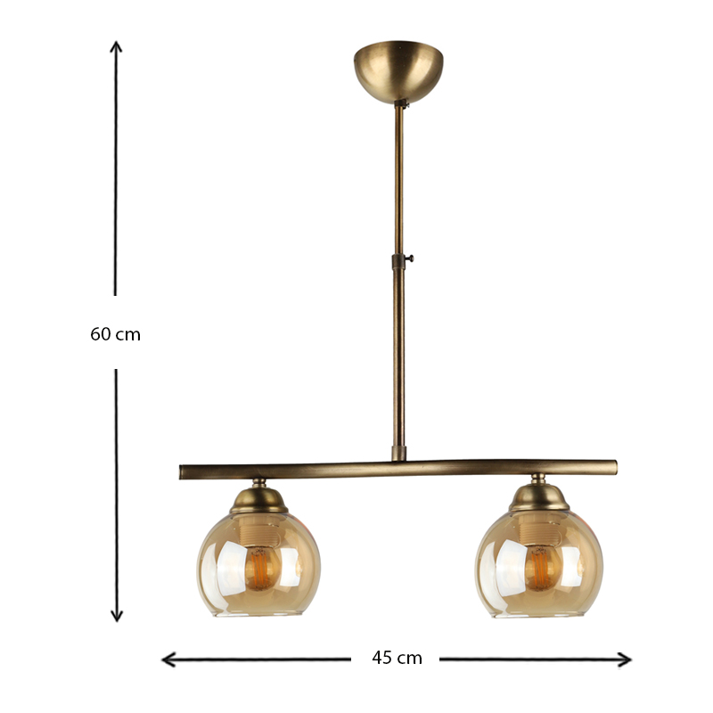 Ceiling lamp Larissa Megapap E27 metal two-light bronze color 65x13x60cm.