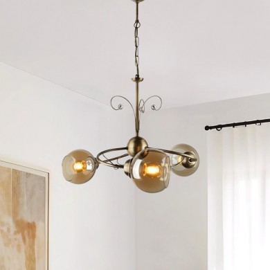 Ceiling lamp Zara Megapap E27 metal three-light bronze color Φ52x75cm.