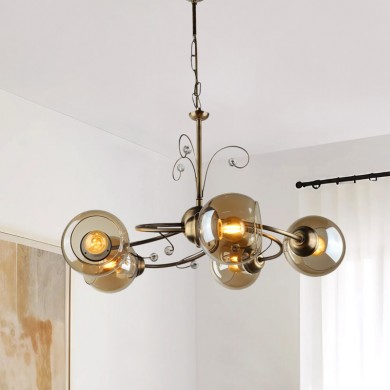 Ceiling lamp Zara Megapap E27 metal five-light bronze color Φ52x75cm.