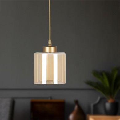 Kenedy Megapap E27 metallic - glass single-light ceiling light in gold color Ø13x60cm.