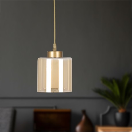 Kenedy Megapap E27 metallic - glass single-light ceiling light in gold color Ø13x60cm.