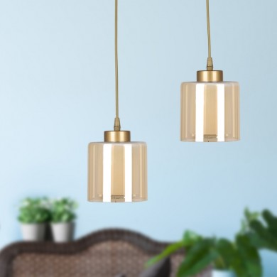 Kenedy Megapap E27 metallic - glass two-light ceiling light in gold color 25x25x80cm.