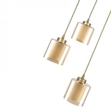 Kenedy Megapap E27 metallic - glass three-light ceiling light in gold color 30x30x95cm.