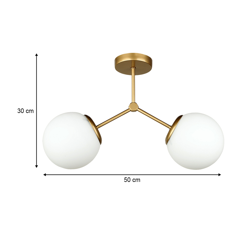 Alison Megapap metal - glass ceiling light in gold color Ø50x30cm.