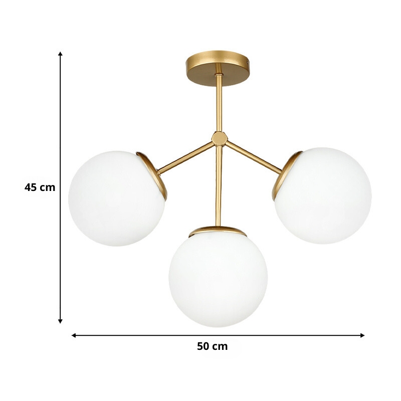 Alison Megapap metal - glass ceiling light in gold color Ø40x45cm.