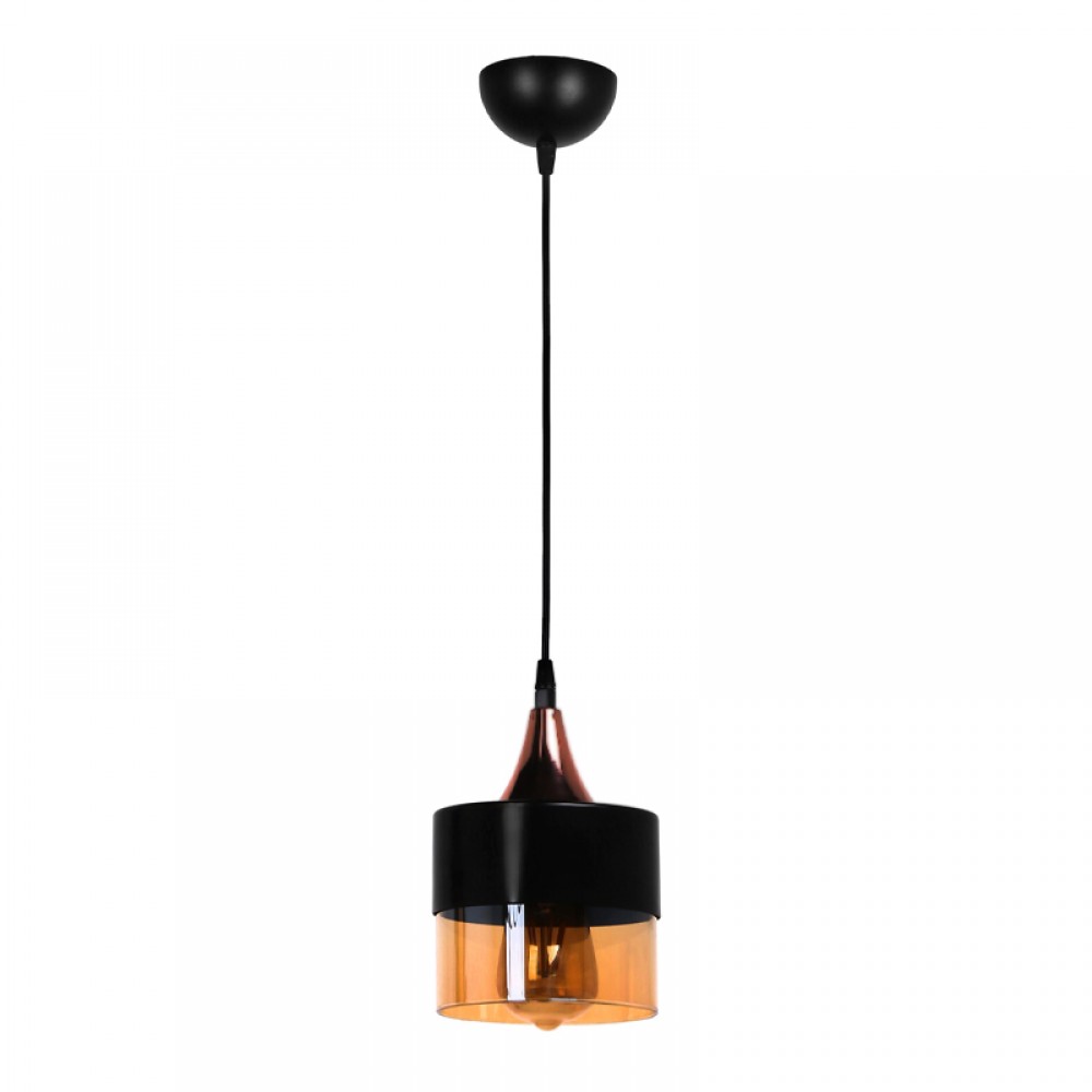 Φωτιστικό οροφής Roxy Megapap E27 μεταλλικό - γυάλινο μονόφωτο χρώμα μαύρο 16x16x65εκ.