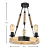 Φωτιστικό οροφής Brandy Megapap E27 ξύλο/μέταλλο/σχοινί τρίφωτο χρώμα φυσικό - μαύρο 43x43x80εκ.