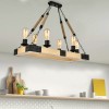 Φωτιστικό οροφής Brandy Megapap E27 ξύλο/μέταλλο/σχοινί εξάφωτο χρώμα φυσικό - μαύρο 70x40x80εκ.