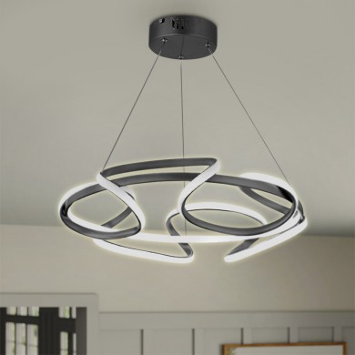 Lech Megapap metallic Led ceiling light in black color 53x53x73cm.