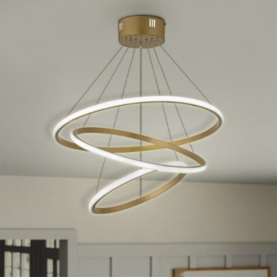 Costner Megapap metallic Led ceiling light in matte gold color 47x47x63cm.