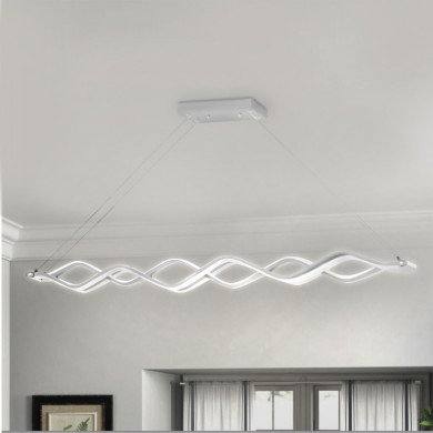Opray Megapap metallic Led ceiling light in white color 126x6x40cm.