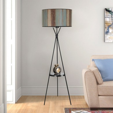 Augustine Megapap metal/fabric PVC  floor light in black - multicolor 50x45x158cm.