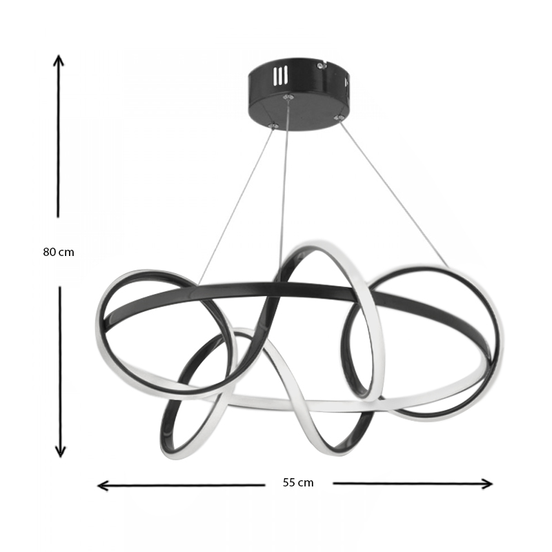 Onde Megapap metallic Led ceiling light in black color Φ55x80cm.