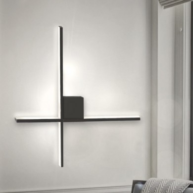 Cubo Megapap metallic Led wall lamp in black color 40x5x40cm.