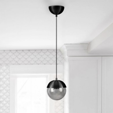Lauren Megapap metallic - glass single-light ceiling light in black color 15x15x70cm.