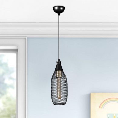 Orazio Megapap E27 metallic single-light ceiling light in black color 12x12x70cm.