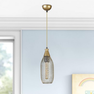 Orazio Megapap E27 metallic single-light ceiling light in gold color 12x12x70cm.