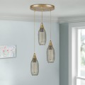 Orazio Megapap E27 metallic three-light ceiling light in gold color 30x30x70cm.