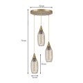 Orazio Megapap E27 metallic three-light ceiling light in gold color 30x30x70cm.