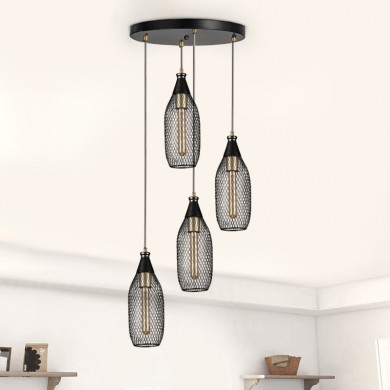Orazio Megapap E27 metallic four-light ceiling light in black color 30x30x70cm.