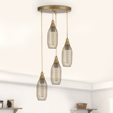 Orazio Megapap E27 metallic four-light ceiling light in gold color 30x30x70cm.