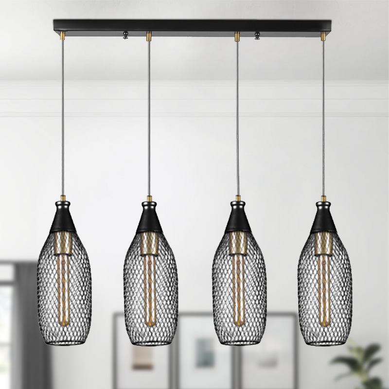 Orazio Megapap E27 metallic four-light ceiling light in black color 65x12x70cm.