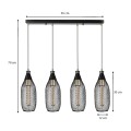 Orazio Megapap E27 metallic four-light ceiling light in black color 65x12x70cm.