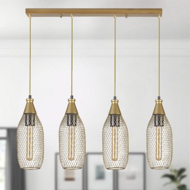 Orazio Megapap E27 metallic four-light ceiling light in gold color 65x12x70cm.