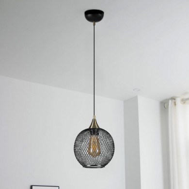 Rita Megapap E27  metallic single-light ceiling light in black color 18x18x70cm.