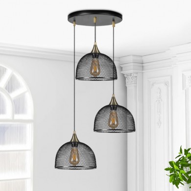 Rosa Megapap E27 metallic three-light ceiling light in black color 30x30x70cm.