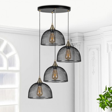 Rosa Megapap E27 metallic four-light ceiling light in black color 35x35x70cm.