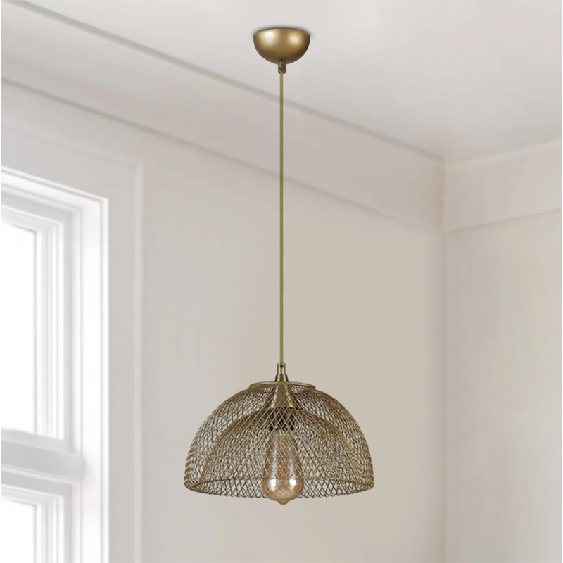 Iris Megapap E27 metallic single-light ceiling light in gold color 25x25x70cm.