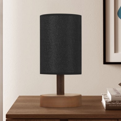 Volge Megapap E27 wood/fabric table lamp in black color 15x15x34cm.