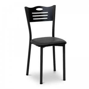 Καρέκλα τραπεζαρίας Depp Megapap ξύλο/μέταλλο/δέρμα χρώμα μαύρο 41x45x85εκ.