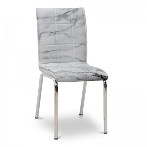 Καρέκλα τραπεζαρίας Pitt Megapap Pu/μέταλλο χρώμα λευκό εφέ μαρμάρου 39x51x88εκ.