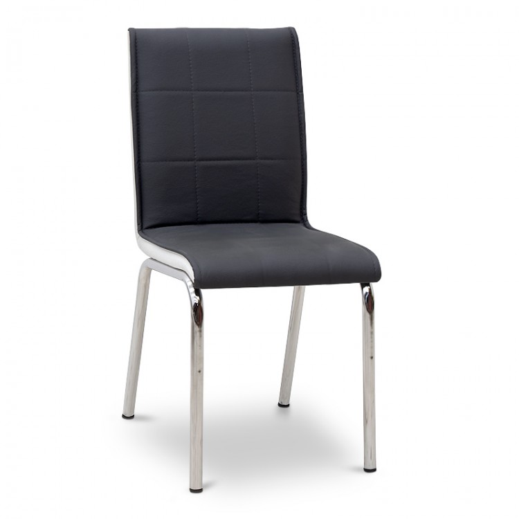 Καρέκλα τραπεζαρίας Pitt Megapap Pu/μέταλλο χρώμα γκρι/λευκό 39x51x88εκ.