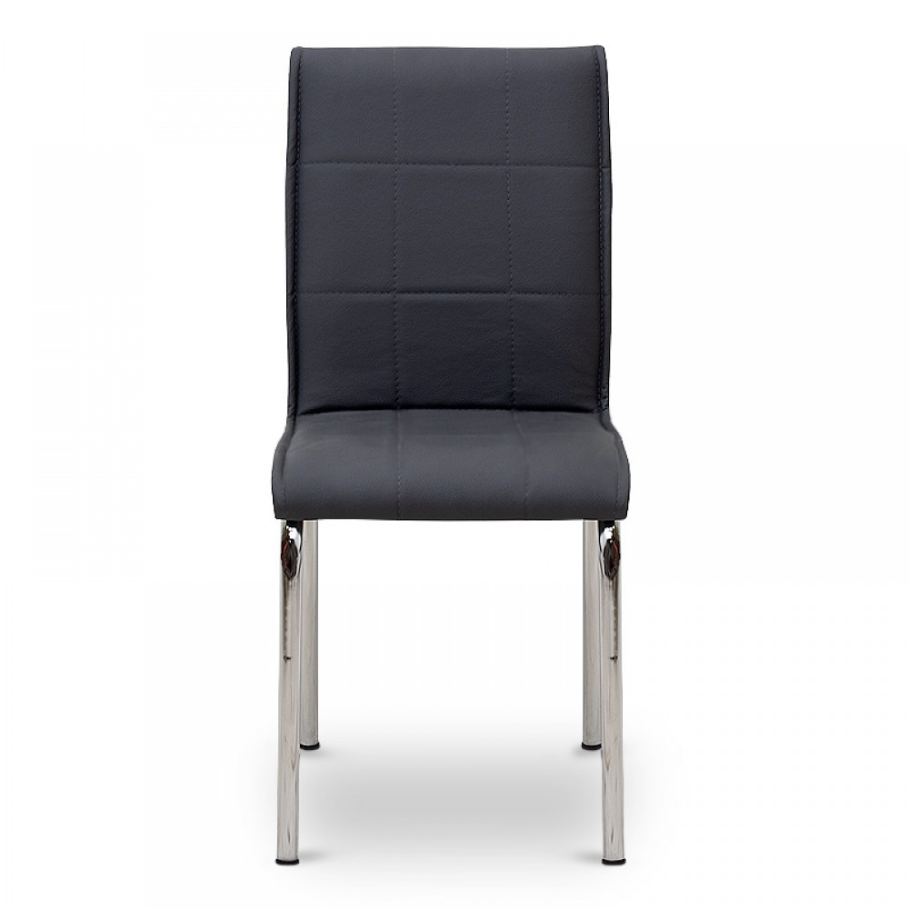 Καρέκλα τραπεζαρίας Pitt Megapap Pu/μέταλλο χρώμα γκρι/λευκό 39x51x88εκ.