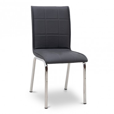 Καρέκλα τραπεζαρίας Pitt Megapap Pu/μέταλλο χρώμα γκρι 39x51x88εκ.