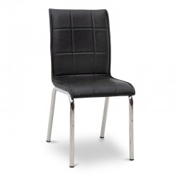 Καρέκλα τραπεζαρίας Pitt Megapap Pu/μέταλλο χρώμα μαύρο 39x51x88εκ.