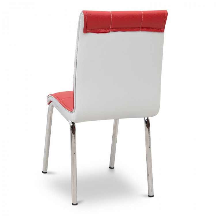 Καρέκλα τραπεζαρίας Pitt Megapap Pu/μέταλλο χρώμα κόκκινο/λευκό 39x51x88εκ.