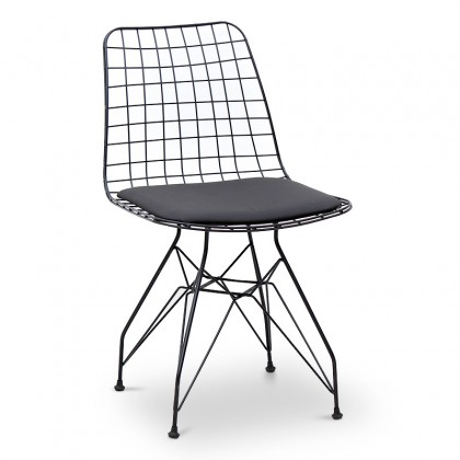 Καρέκλα τραπεζαρίας Pratt Megapap Pu/μέταλλο χρώμα μαύρο 43x46x79εκ.