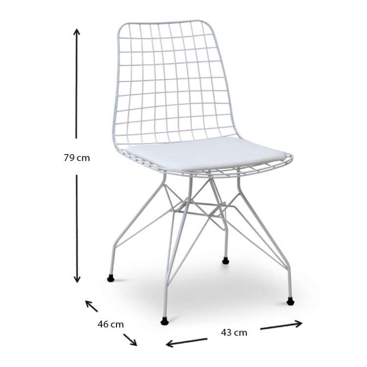 Καρέκλα τραπεζαρίας Pratt Megapap Pu/μέταλλο χρώμα λευκό 43x46x79εκ.