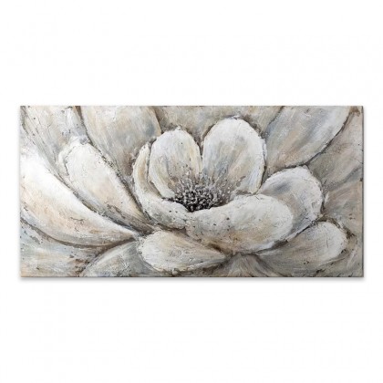 Πίνακας σε καμβά "Silver Flowers" Megapap ψηφιακής εκτύπωσης 140x70x3εκ.