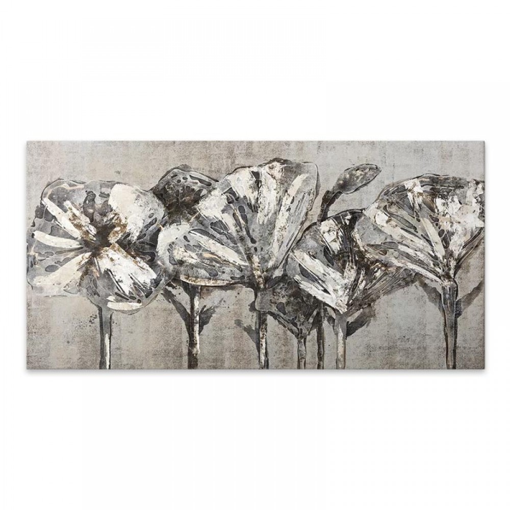 Πίνακας σε καμβά "White Flowers" Megapap ψηφιακής εκτύπωσης 120x60x3εκ.