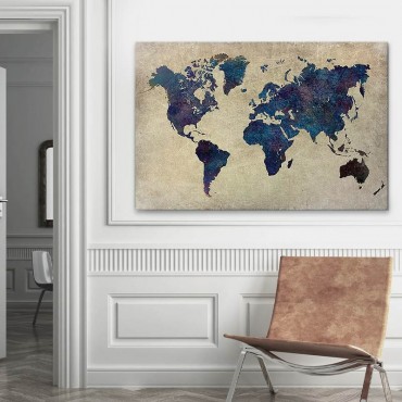 Πίνακας σε καμβά "World Map" Megapap ψηφιακής εκτύπωσης 100x70x3εκ.