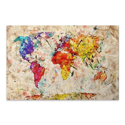 Πίνακας σε καμβά "Colorful World Map" Megapap ψηφιακής εκτύπωσης 75x50x3εκ.
