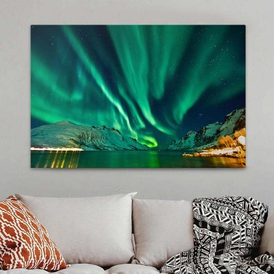 Πίνακας σε καμβά "Aurora Borealis" Megapap ψηφιακής εκτύπωσης 100x70x3εκ.