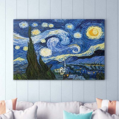 Πίνακας σε καμβά "Starry Night" Megapap ψηφιακής εκτύπωσης 100x70x3εκ.